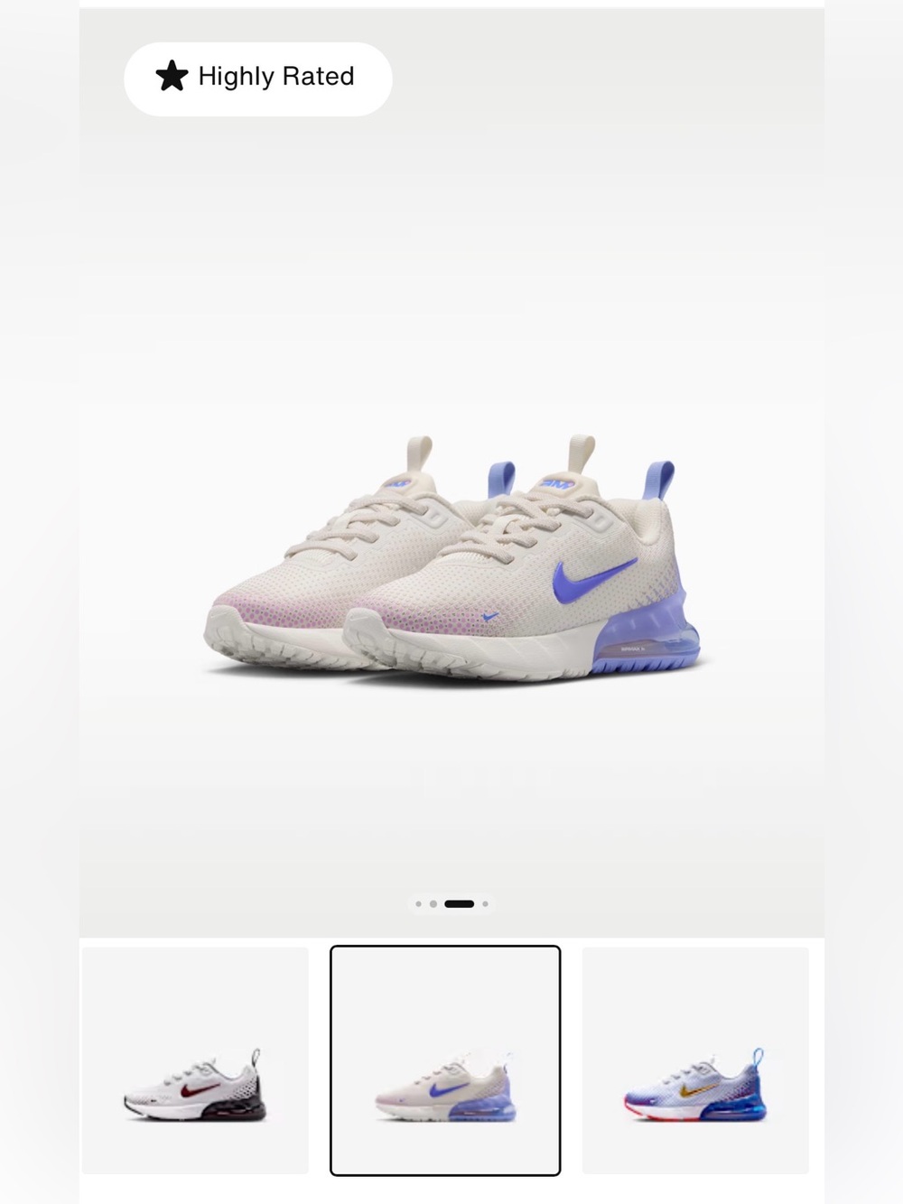 Nike Youth Air Max in Cream and Purple (never worn) - 6Y Running (missing tags)